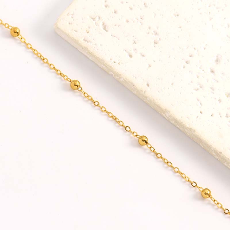 Fashion Gold Color Round Bead Choker Necklace for Women Minimalist Metal Beaded Clavicle Chain Necklace Jewelry Gifts
