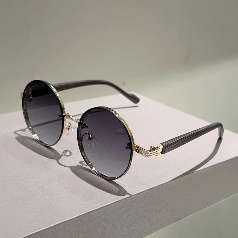 Vintage Round Sunglasses Men New Fashion Gradient Multi-color Sun Glasses Women Trendy Luxury Brand Design Casual Shades