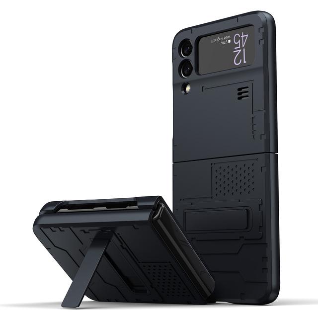 

2021 модний ПК металевий кронштейн броньований чохол для Samsung Galaxy Z Flip 3 Cover Антидетонаційні розкішні чохли для Flip3 чорний