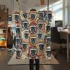 1 Stück Retro Tier Kunst Druck Flanelldecke, Hohe Qualität für Alle Jahreszeiten, Heimdekoration, Wärme und Komfort, Perfekt für Weihnachtsgeschenke