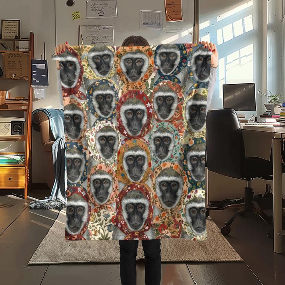 1 Stück Retro Tier Kunst Druck Flanelldecke, Hohe Qualität für Alle Jahreszeiten, Heimdekoration, Wärme und Komfort, Perfekt für Weihnachtsgeschenke