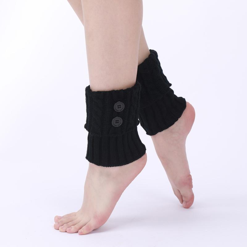 Button Fried Dough Twists Knitted Wool Socks Warm In Autumn And Winter Short Leg Guards Women's Warm Foot Cover