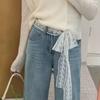 Cottagecore Schnür-Taillenkette Y2K Stil Dekoration für Kleid Jeans Spitze Schleife Taillengürtel für Frauen