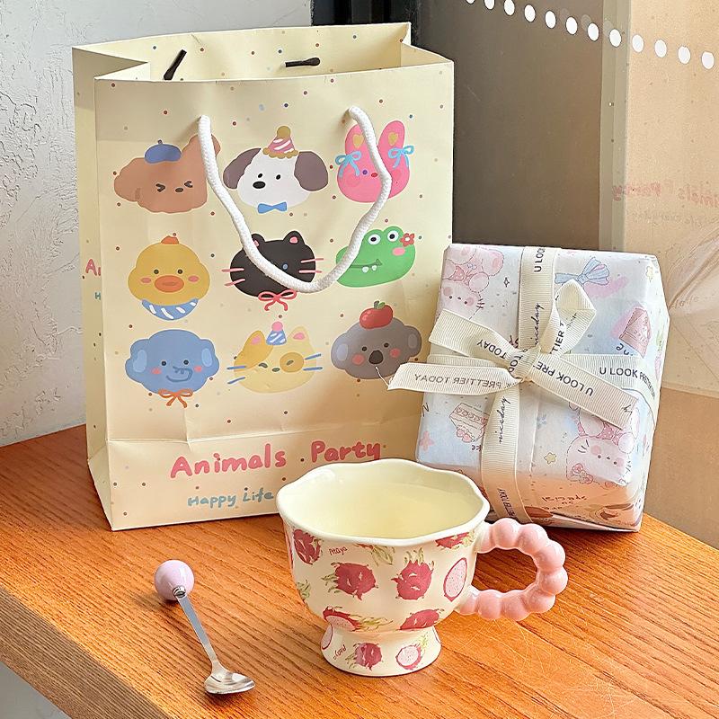 High Value Design Ceramic Mug Cute Fruit Cup Gift Box Girls Coffee Breakfast Cup Birthday Gift