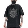 Letter Print Vintage Distressed Comfy Cotton T-shirt, Men's Casual Street Style Stretch Round Neck Tee Shirt for Summer