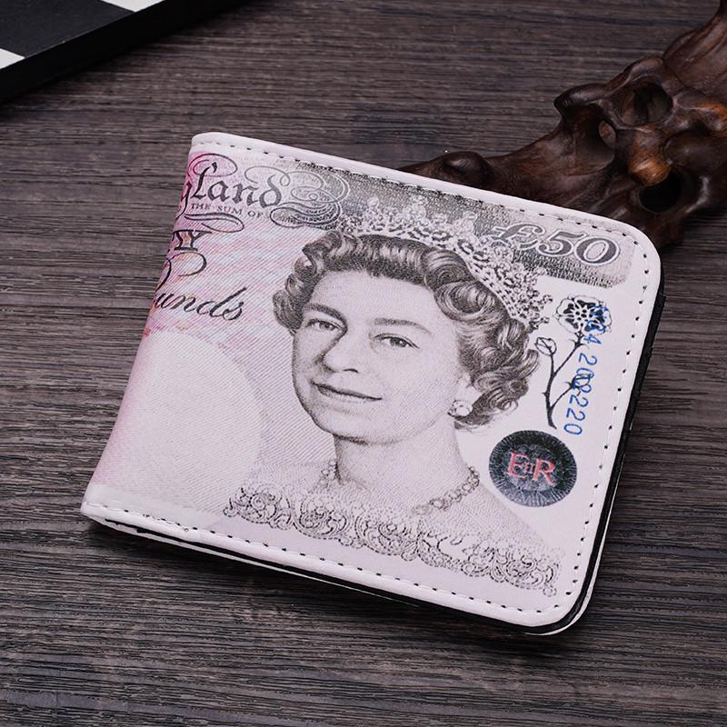 Men's Short Bi-Fold Wallet with Currency Pattern – High-Quality Money Clip & Multi-Card Holder