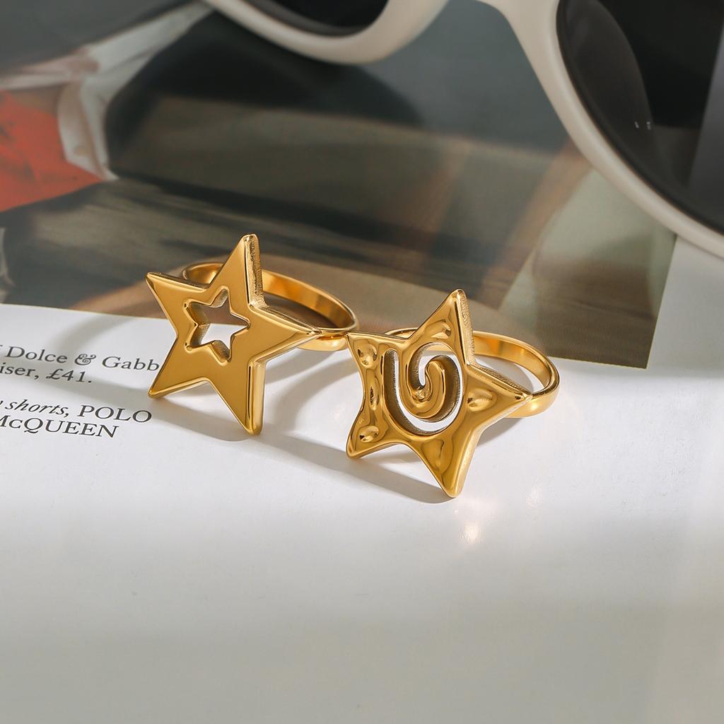  Stainless Steel Star Rings Set Hypoallergenic Spiral Minimalist Jewelry Mirror Polish Wedding Party Daily