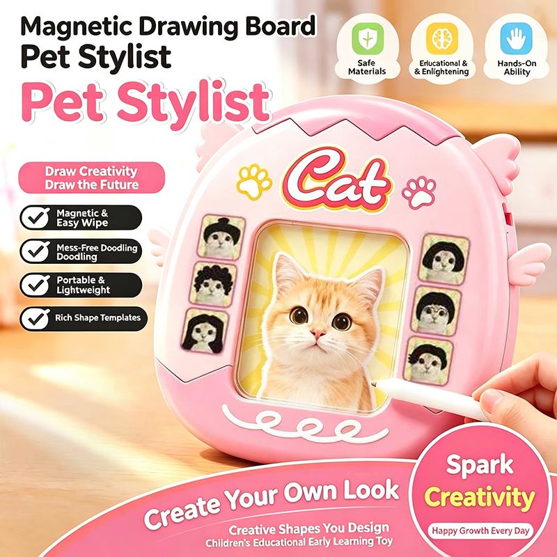 Fidget Diy Hair Style Keychain Funny Mini Magnetic Drawing Painting Board Steel Bead Creative Cat Styling Pendant Car Pendant
