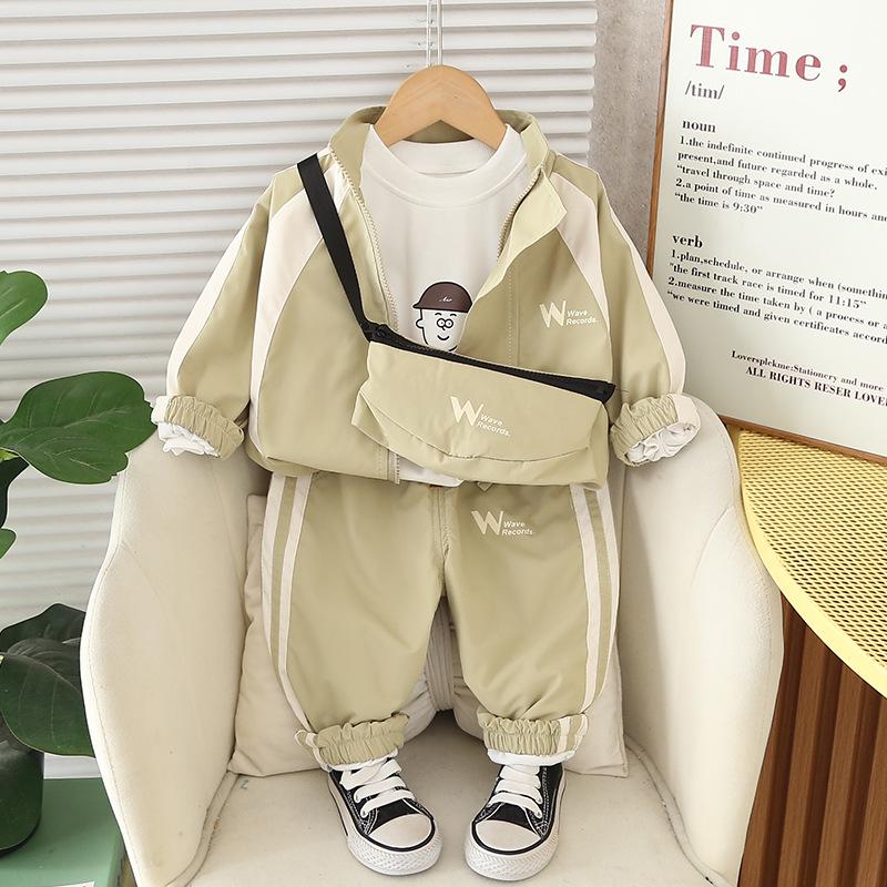 

Мода для мальчиков 2025 Весенний комплект-тройка для младенцев и малышей - Одежда для улицы 110 cm