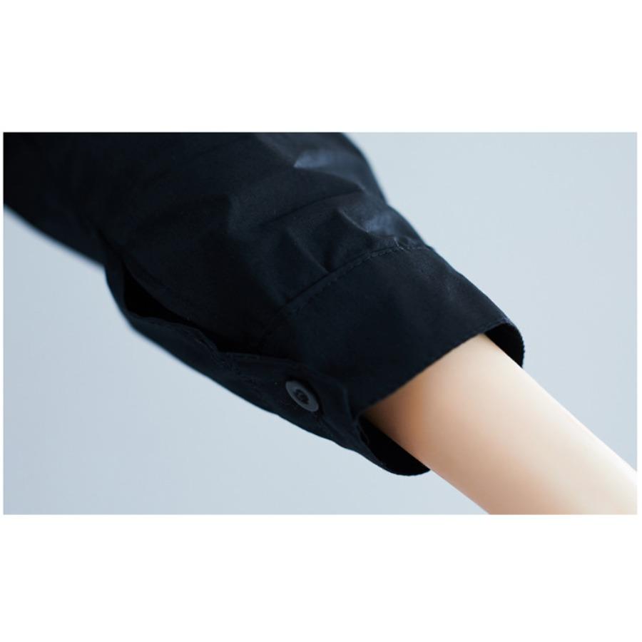 Summer Literary Plus Size Blouse Loose Solid Color Lapel Seven Quarter Sleeve Shirt for Women's Mid To Long Length Shirts