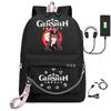 Harajuku Jugendliche Schultaschen Unisex Genshin Impact Reisetaschen USB-aufladbar Oxford Wasserdicht Notizbuch Schulterrucksäcke