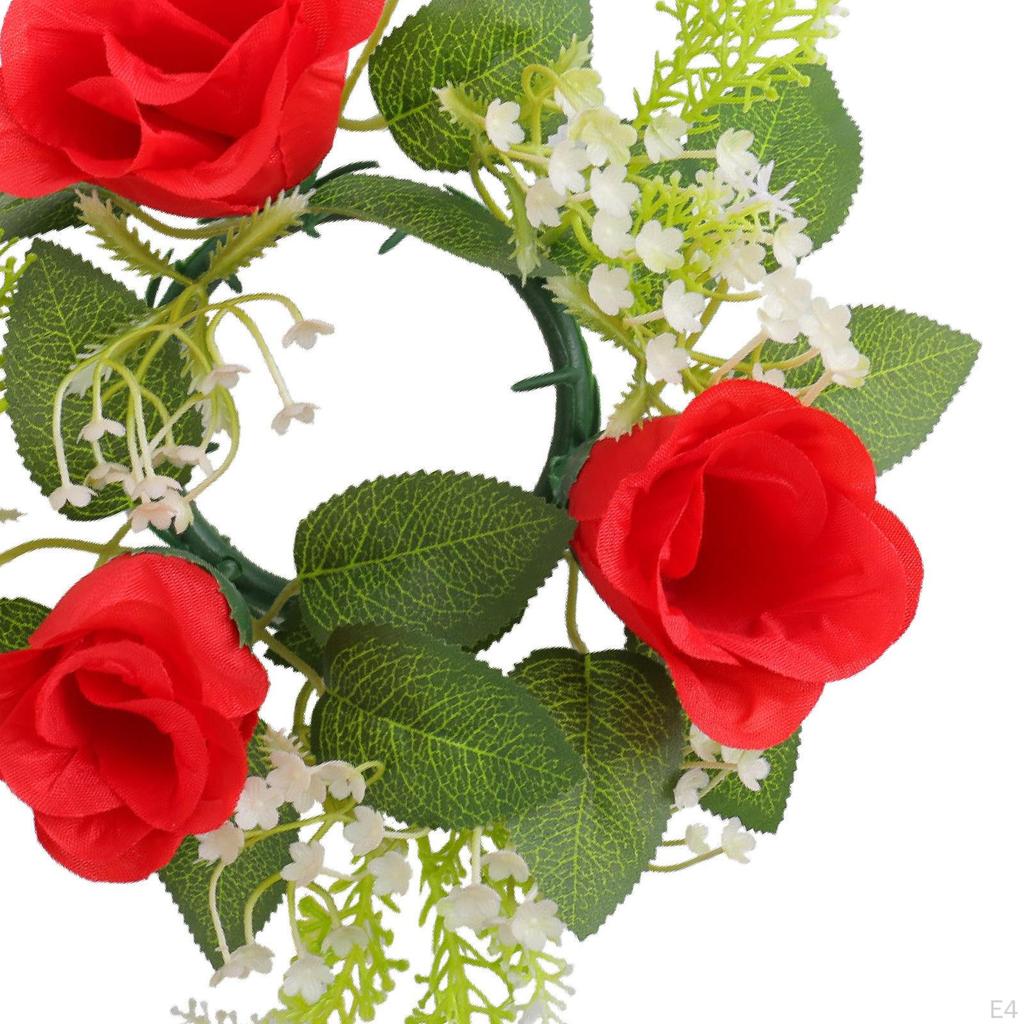 Candle Ring Centerpieces Elegant Ideal Gift Artificial Wreath for Party Home Pink