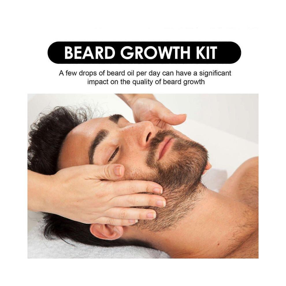 Men's Beard Growth Kit - Nourishing Serum with Mineral & Castor Oil + Stainless Steel Roller for Thicker, Fuller, Healthier Beards  Easy 2-3 Times Wee