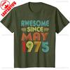 Youth Shirt Cotton Oversize Large Size 50th Birthday Idea Awesome Since May 1975 Bday 48 Years Old T-Shirt Nostalgia Retro Outdoors  B Unisex,gift,Top
