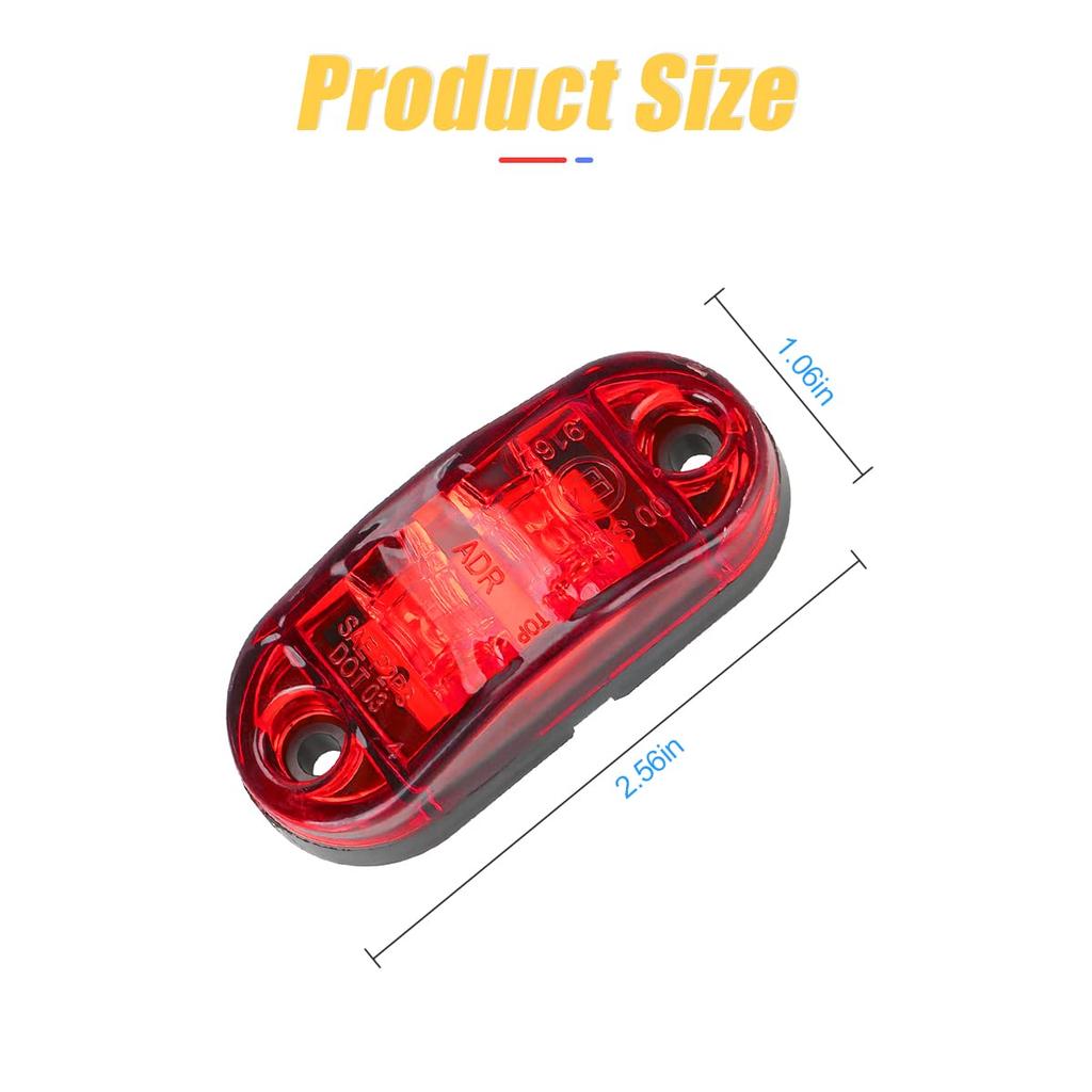 2Pcs 2.5 Inch LED Side Marker Lights, 2 LED Mini