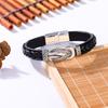 Classic Irregular Leather Bracelet for Men, Stainless Steel Magnetic Clasp Punk Style, Male Bangle Jewelry Gift