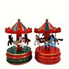 Charming Carousel Music BoxFestive Red/Golden with 3D Horses, Ideal for Holiday Decor  Gifts, Battery Free, Perfect for Living Room Display