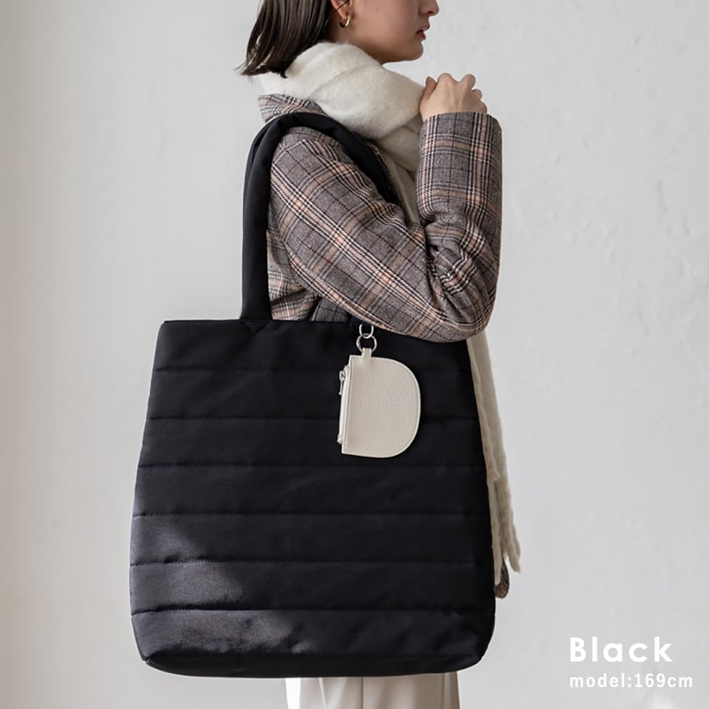 Vita Felice Quilted Tote Bag with Pouch for Women [VITAFELICE] inb-10198z (Black)