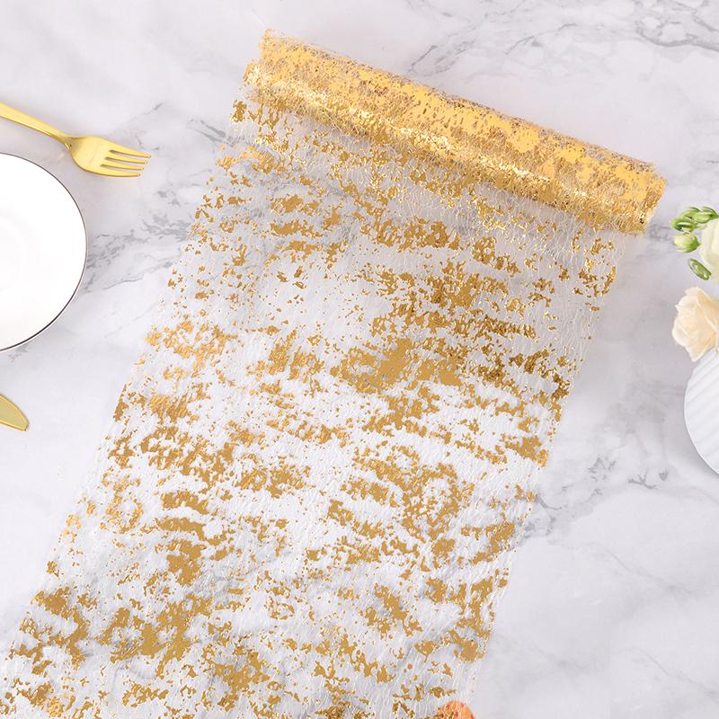 

Металлический Золотой Столовый Раннер Пайетки Блеск Сетка Рулон Скатерть для Свадебного Мероприятия Вечеринки по Случаю Дня Рождения Домашнего Декора Рождественский Товар 28cmx500cm золотой