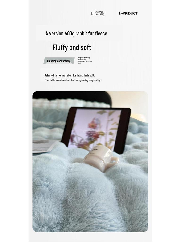 Buntes Dickes Samt Kaninchen Bettwäscheset - 4 Teile, Winter Wohnheim Kollektion