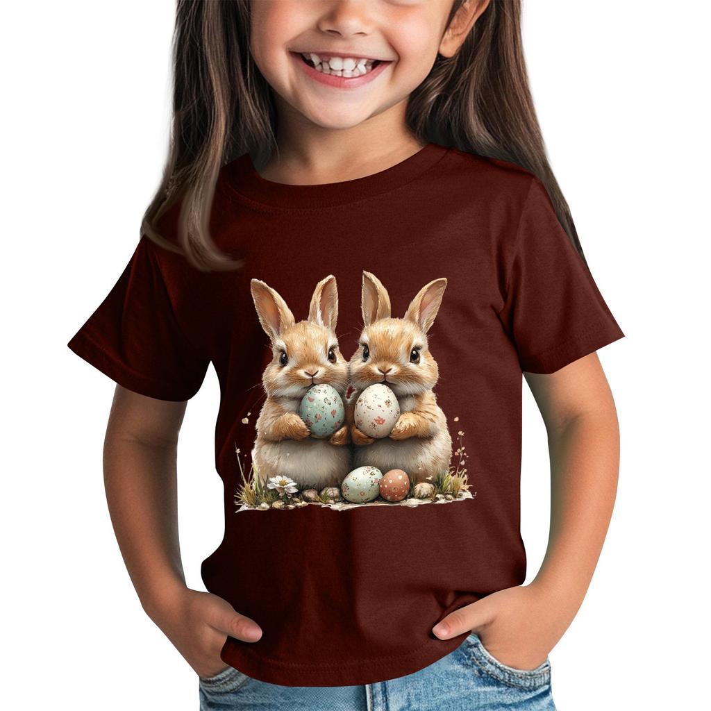 Children's Short Sleeve Neck T-Shirt Animal Print Daily Casual Top