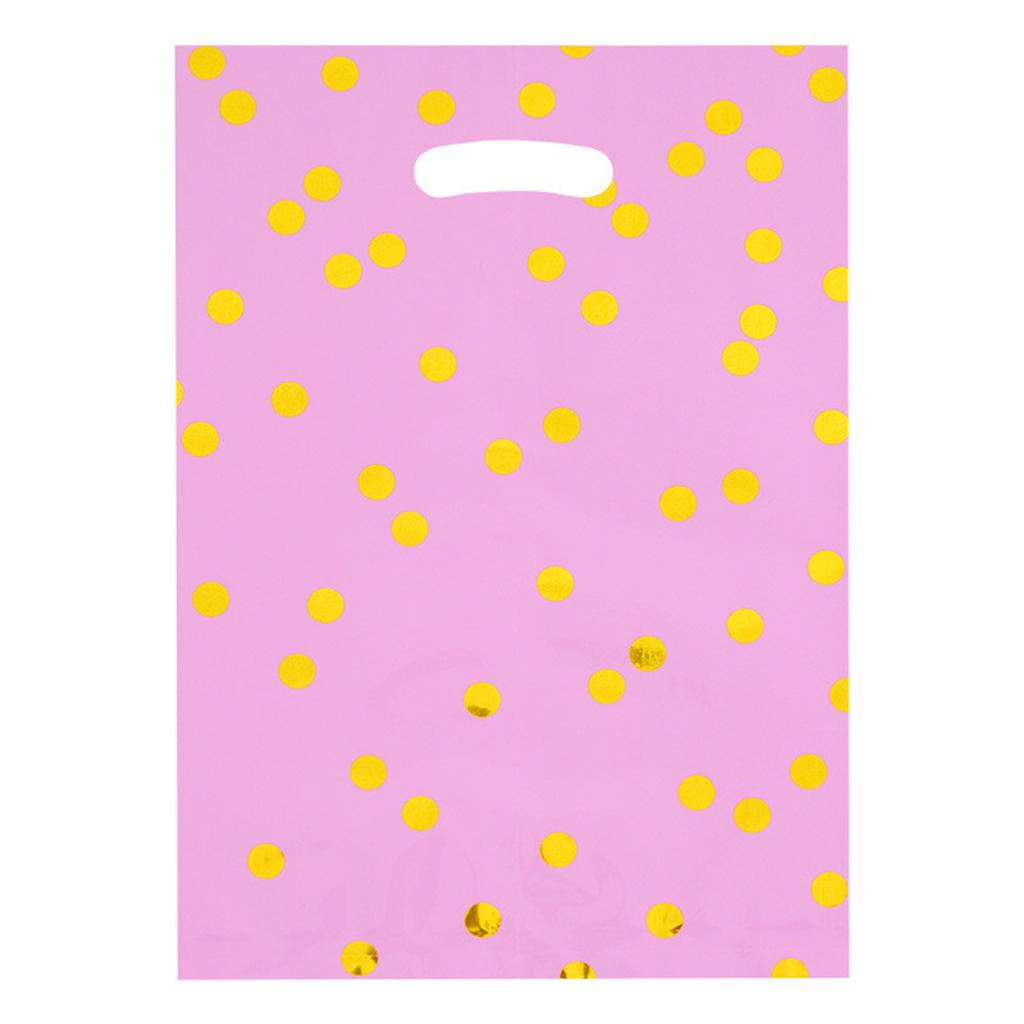 Party Favor Bags with Polka Dot Pattern Durable Aluminum Foil Material Die Cut Handle Gift Bags for Events and Celebrations