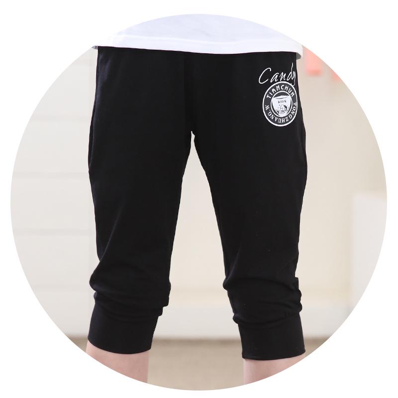 Korean Style Girls' Summer Sweatpants (6-15 Years) - Casual Capri Sports Pants