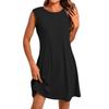 Women's Fashion Casual Color Round Neck Sleeveless Short Dress