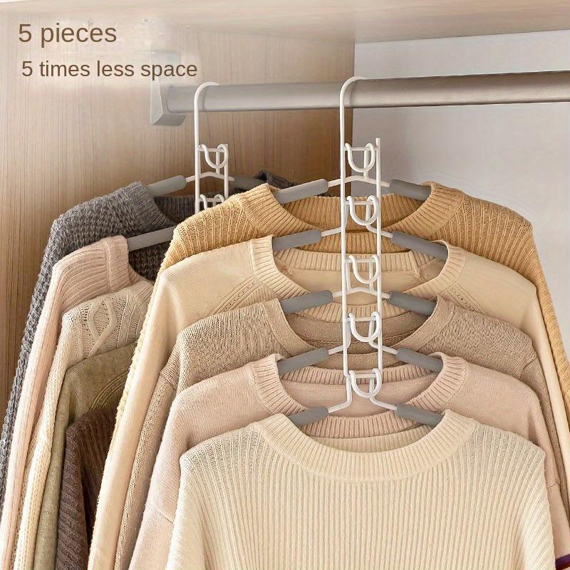 Platzsparender 5-in-1-Mehrschicht-Kleiderbügel mit abnehmbarer Hosenhalterung und Anti-Rutsch-Schwamm – Robuster Metall-Organizer für T-Shirts, Jeans und mehr