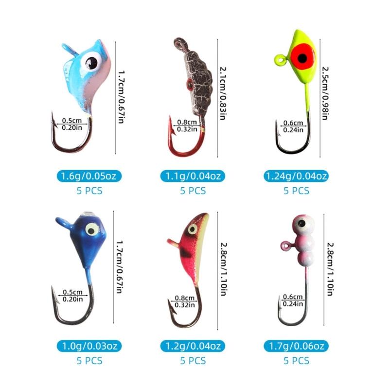 Sinking Metal Jigging Hard Baits Winter Ice Fishing Jig Set Ice Fishing Gear with Box Small Baits Ice Fishing Lure Set