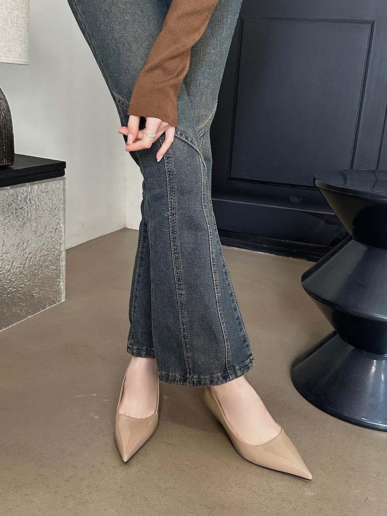 Fashion Pointed Toe Women Pumps 2024 New Arrivals White Beige Pink Black Shallow Slip On Thin Mid Heels Work Shoes Woman Size 35-39