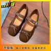 Temperament Sweet Belt Buckle Women's Single Shoes Spring and Summer New French Retro Square Head Bow Grandma Shoes