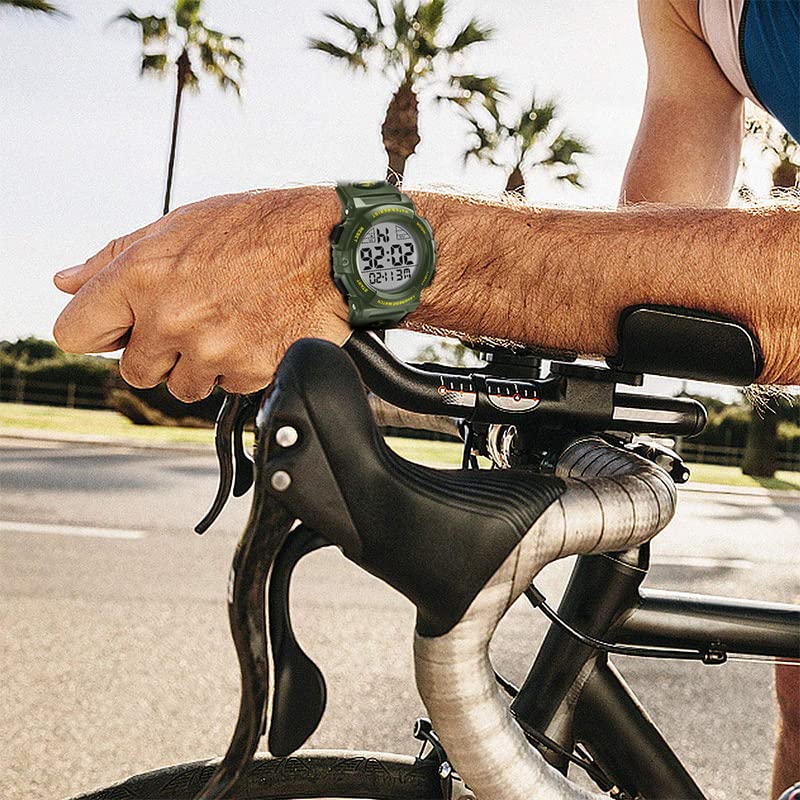 Senors Digital Sports 50m Water Stylish LED Outdoor Watch Men's Watch, Resistant, Multi-Function Display, (5-Green)