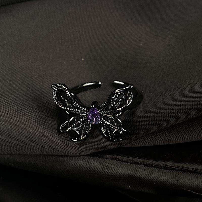 The Same Hemp Rope Hollow Butterfly Open Ring Niche Design Light Luxury High Sense Simple Dark Ring