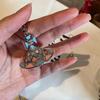 Empress Cixi Blue Pink Saturn Sphere Pendant Diamond Sweater Chain Necklace