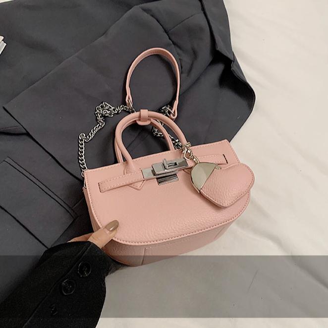 Versatile Lychee Pattern Hand Bag Women's 2025 New Fashion Chain Platinum Bag Summer Senior Messenger Bag