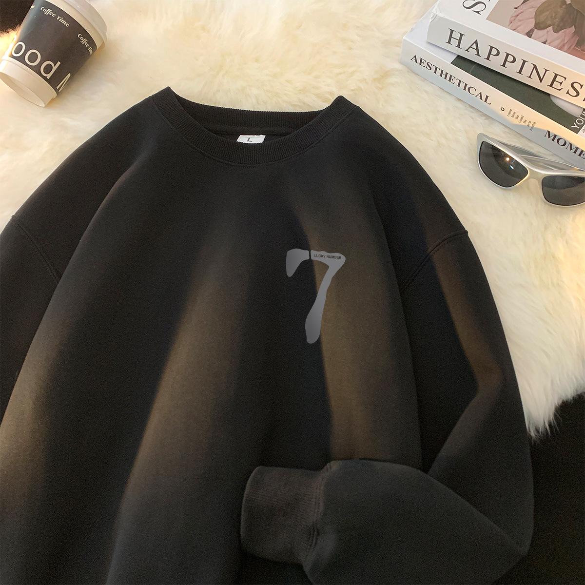 

Minimalist Round Neck Sweater Boys New Uniform Color Oversized Plus Size Joker Bottoming Shirt in Autumn and Winter Breathable Fabric M