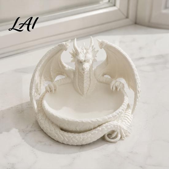 Gothic Home Decor 3D Printed Dragon Jewelry Tray Fantasy Catchall Key Desktop Storage Artifact Holder Medieval Gift for Fans Unique Bowl