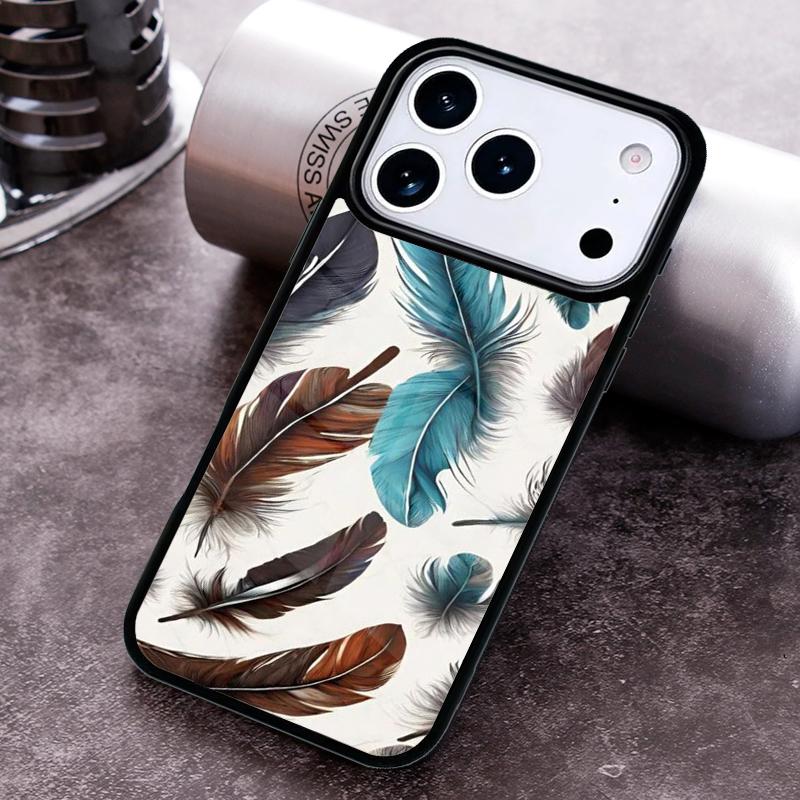 

Multicolored Feathers Phone Case for iPhone 17 16 15 Pro Max Air 14 13 12 11 Plus Shockproof Capa Cover iPhone 15 Pro
