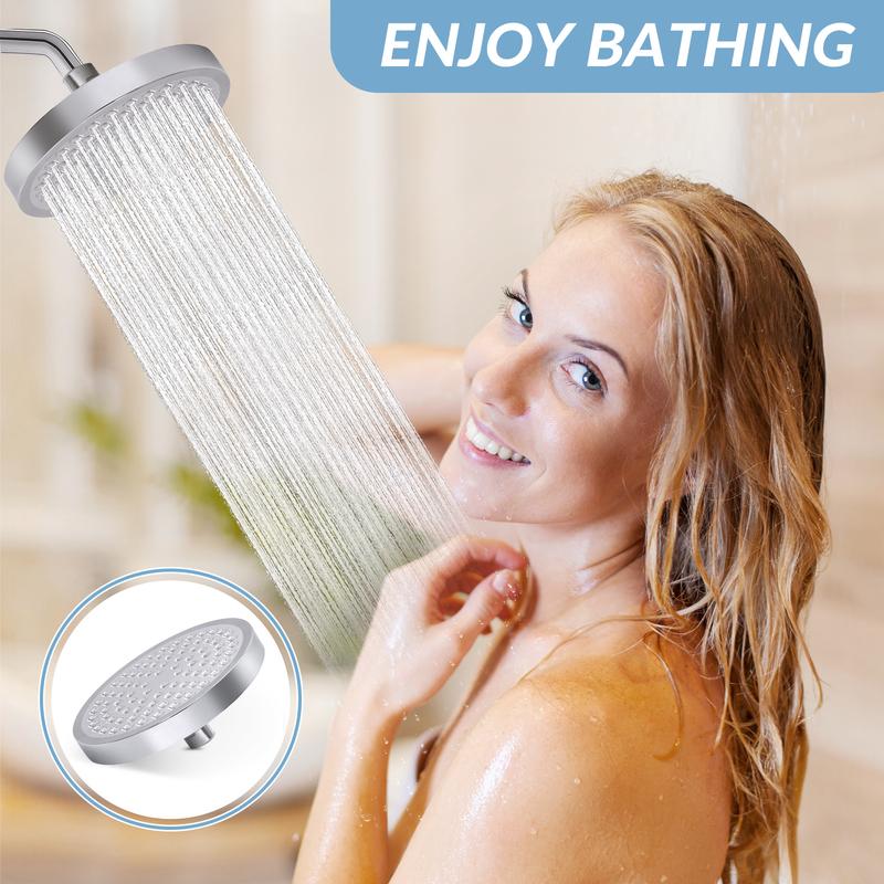 

Shower Head High Pressure Rain Adjustable Stainless Steel 6 Inch Wall Mounted Rainfall Shower Bathroom Accessories Replacement 1pcs