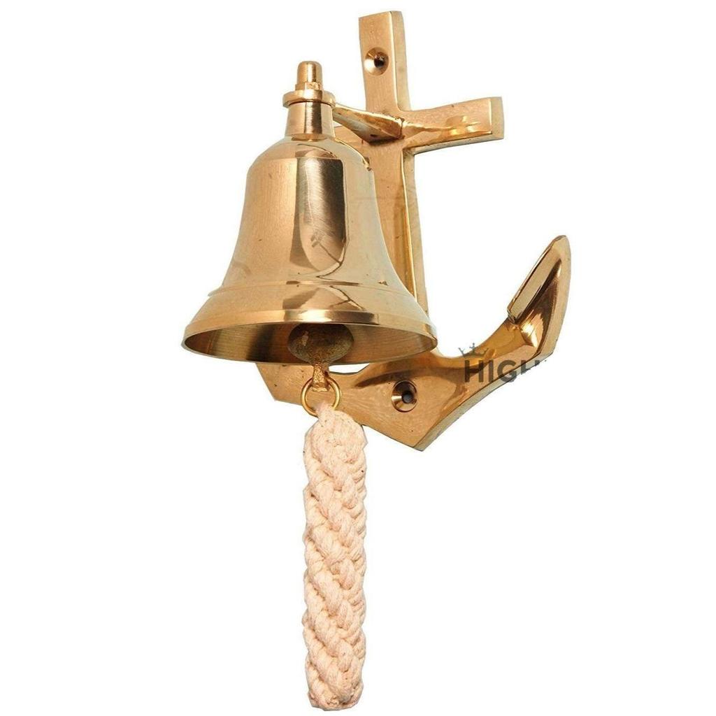 Brass Door Bell with Ship Anchor Wall Hanging Decor | Large Size | Solid Brass