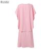 ZANZEA  Women Shawl Blouse and Sleeveless Slip Lace Dress Casual Two Piece Sets