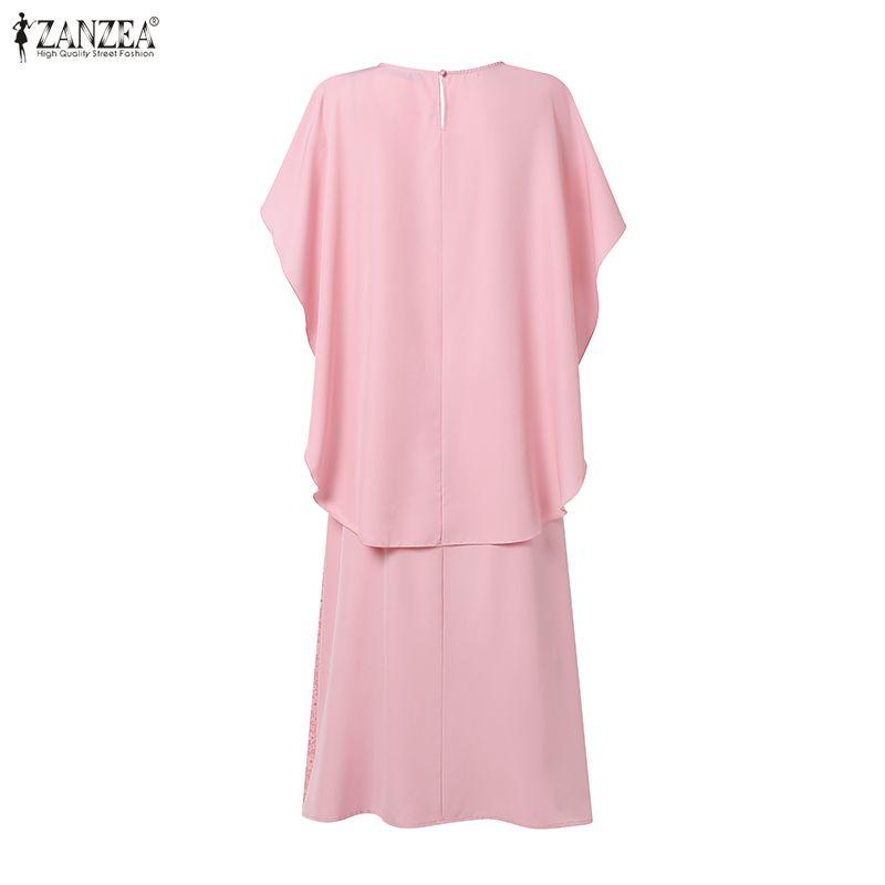 ZANZEA  Women Shawl Blouse and Sleeveless Slip Lace Dress Casual Two Piece Sets
