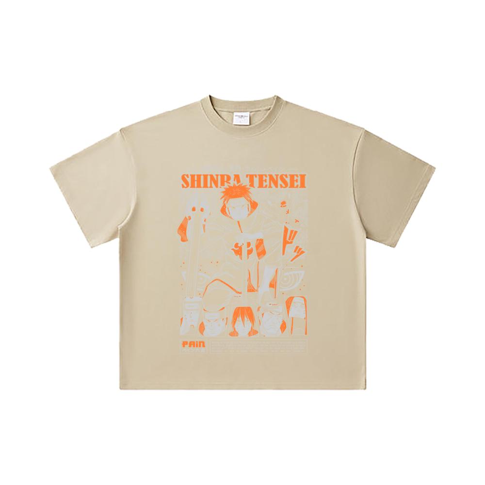 260 GSM Double Yarn 32 Count 100% Cotton Naruto V21 Pain Print Unisex Heavy Cotton T Shirt