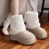 Fashion Furry Platform Snow Boots for Women Round Toe Height Increasing Non Slip Goth Trend 2025 High Quality Work Padded Woman Shoes