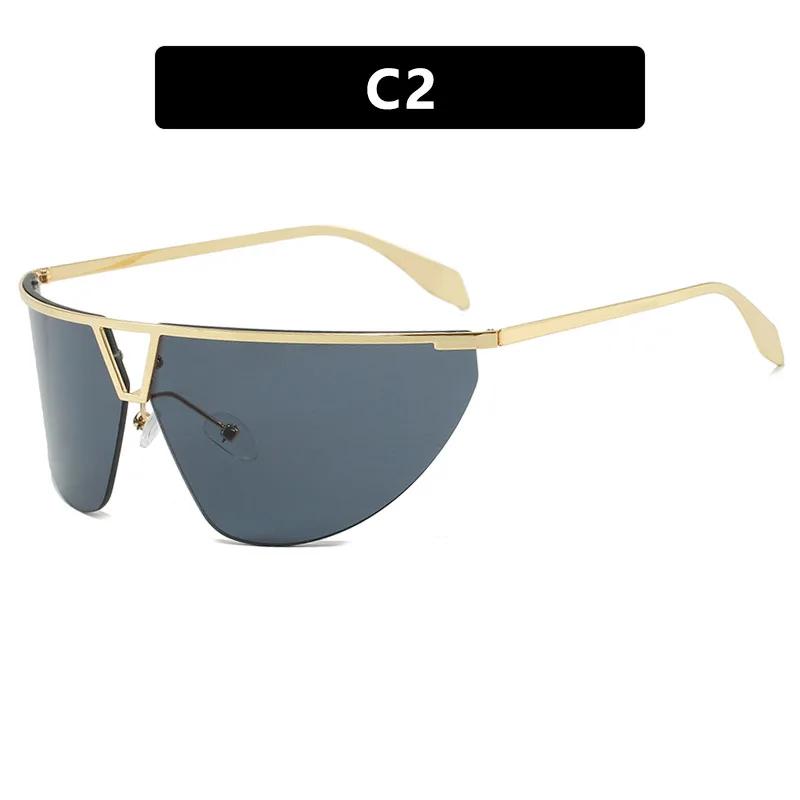 Y2K Metal Half Rimless Sunglasses Vintage Punk UV400 Protection Luxury Brand Design for Women Men Outdoor Skiing