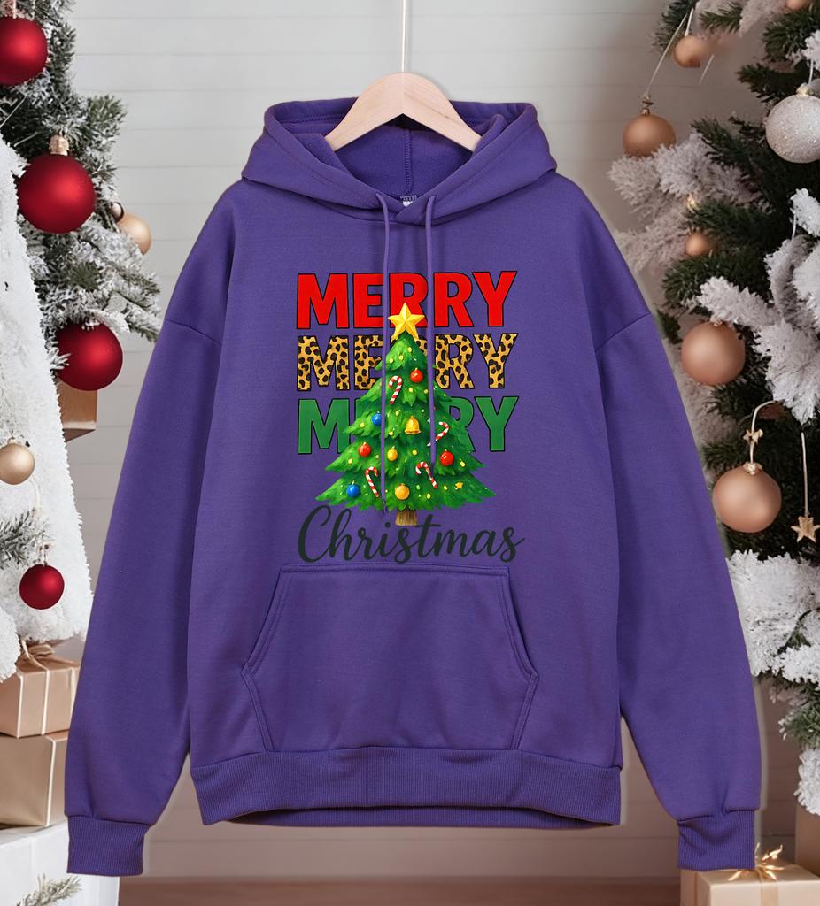 Merry Christmas Green Tree Design Men Hoody Pocket All-Match Hoodies Casual Fleece Streetwear Oversized Comfortable Pullover