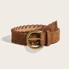 Solid Color Fashion Gold Buckle Women Casual Suede Waist Belt For Daily Use