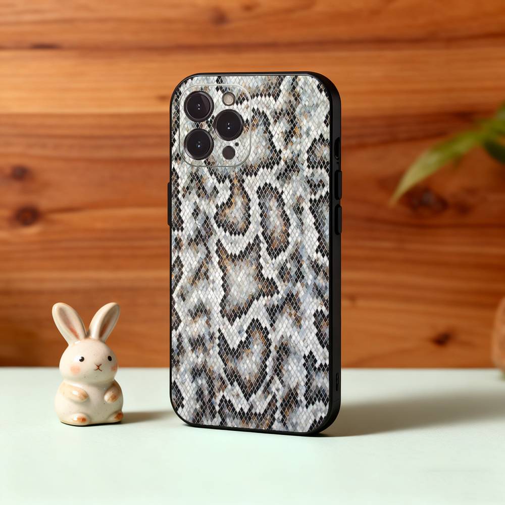 Snake Skin Pattern Phone Case For iPhone17,16,15,14,13,12,Plus,Pro Max, 5G Others Soft Black Cover