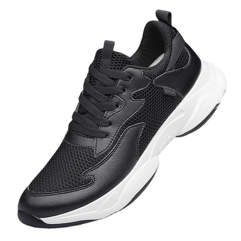 Men s Spring Casual Skate Shoes: 6.8CM Height Boost, Breathable Mesh, Fashionable Lace-Up Sneakers 44